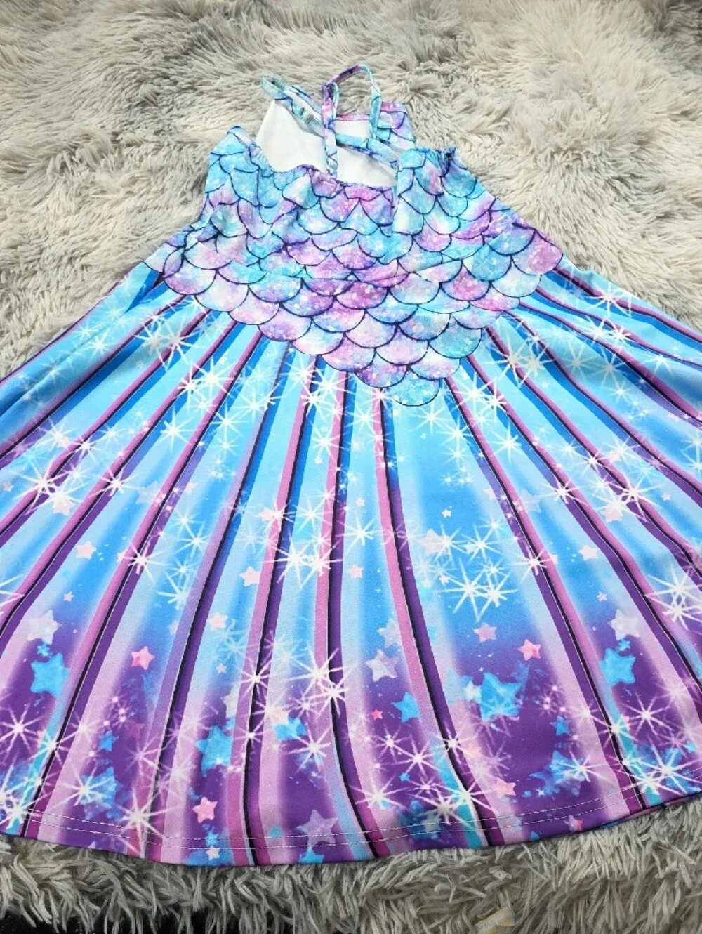 Sparkle Seashell Girls Mermaid Costume Dress - Blue & Purple